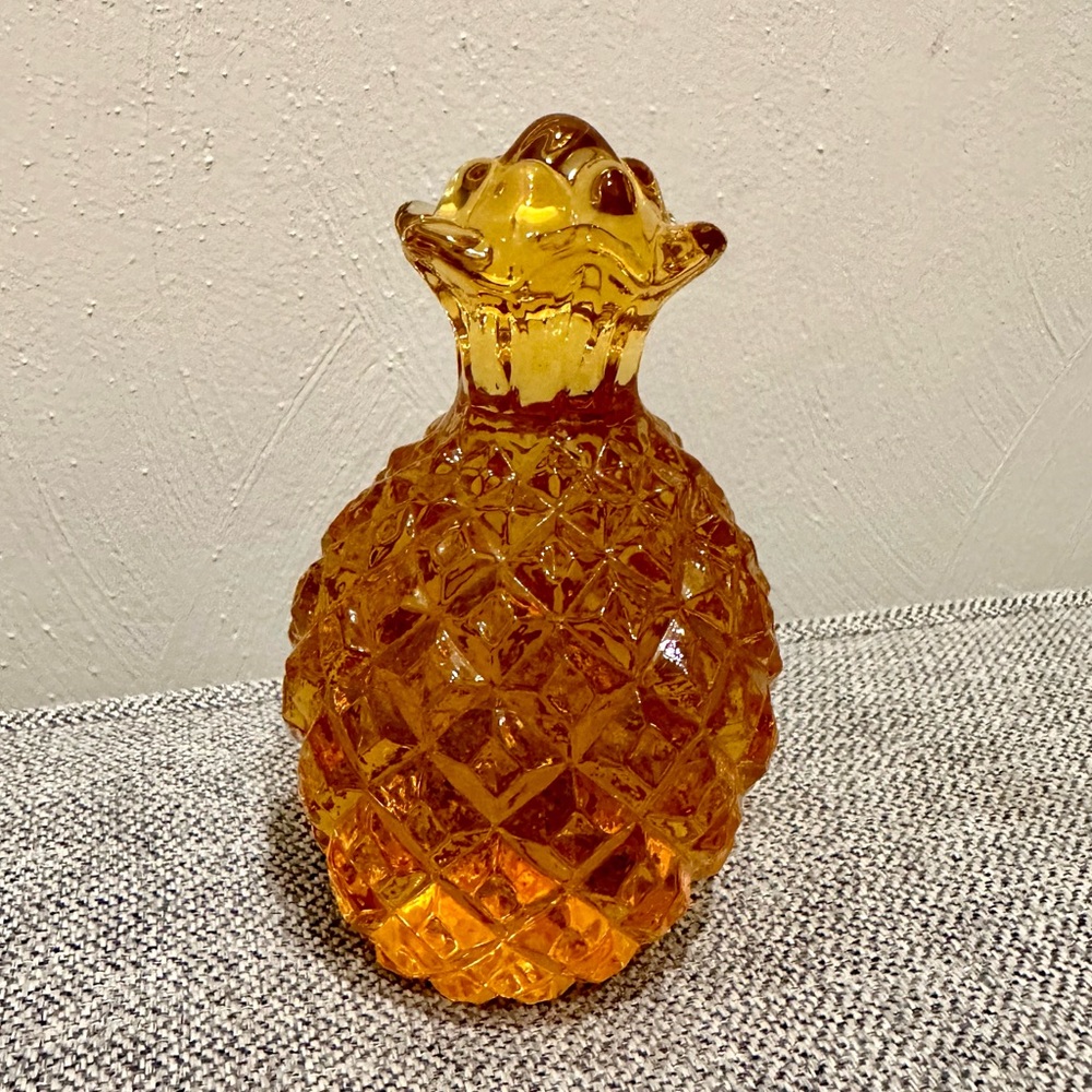 Paper Weight Pineapple Amber Glass